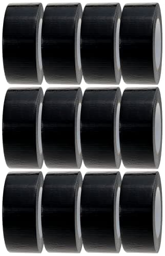 Image of Crimson Starfish Black Duct Tape | 12 Rolls of 48mm x 45m Gaffer Tape | Water Resistant Duct Tape | Adhesive Tape Multi-Use for Indoor/Outdoor | Strong Adhesive Tape