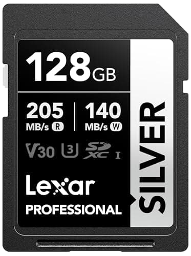 Image of Lexar 128GB SD Card SILVER, Up to 205MB/s Read, 140MB/s Write, SDXC UHS-I Memory Card, Class 10, U3, V30, SD Card for Professional Photographers, Videographers, Enthusiasts