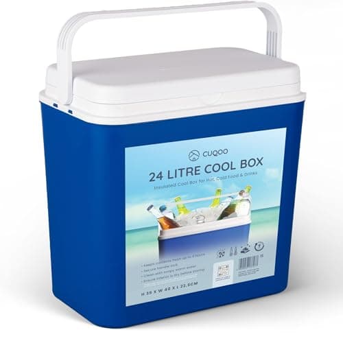 Image of Cuqoo 24L Cool Box – Compact Insulated Ice Box for Camping, Beach, Travel & Picnics – Portable Cooler with Handle – Keeps Food & Drinks Cold for Hours – Lightweight & Durable Design (24L)