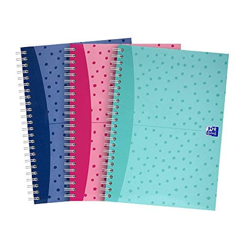 Image of Oxford A5 Notebook, Wirebound, Lined, 200 Page, Assorted Colours, Pack of 3