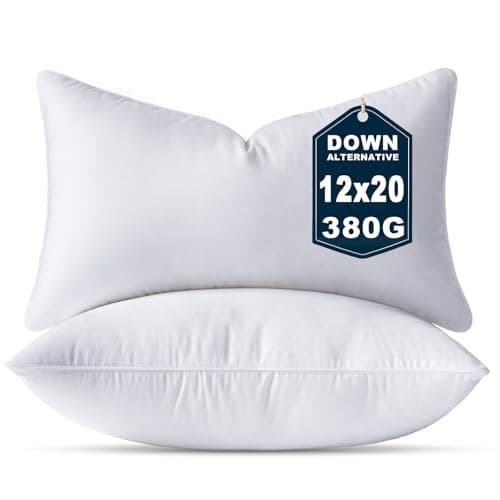 Image of OTPIPCS 30 x 50 CM Cushion Insert Set of 2 Down Alternative 12 x 20 Inch Throw Pillow Inserts Small Lumbar Decorative Cushion White Rectangle Pillows Stuffing for Living Room Couch Bed Sofa Cushions