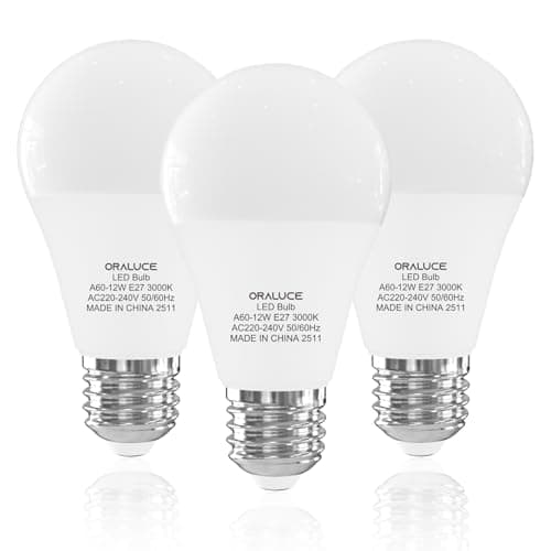 Image of ORALUCE E27 Screw Bulb Warm White 100W Equivalent, 3000K E27 LED Bulb, 12W 1200 Lumen Light Bulb Screw, Non Dimmable，GLS Energy Saving e27 Bulbs for Table Lamp, Floor Lampe, Wall Lamp, Pack of 3