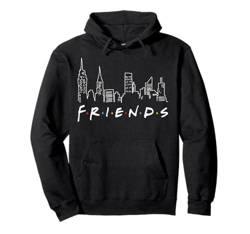 Image of FRIENDS TV Show Skyline Logo NYC Vintage 90s Fan Nerd Sitcom Pullover Hoodie