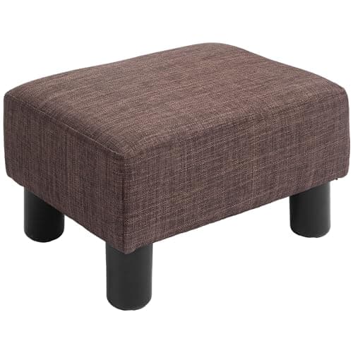 Image of HOMCOM Linen Fabric footstool footrest Small Seat Foot Rest Chair Ottoman Home Office with Legs 40 x 30 x 24cm Brown