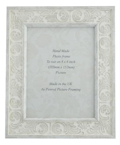Image of Charlotte White Marble Handmade Ornate Distressed Floral Shabby Chic 7 x 5 inch Photo Frame.