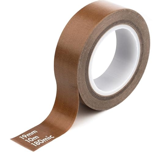 Image of On1shelf® Self-Adhesive PTFE Teflon Tape | 13mm, 19mm, 25mm | High Temp 300°C Anti-Static Insulation Tape | Glass Fibre Cloth | 10M Length (19MMX10M)