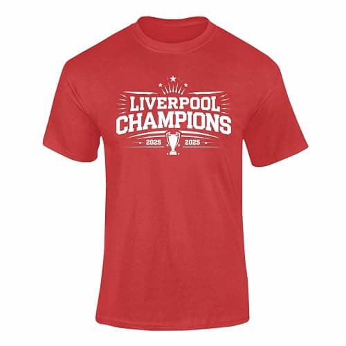 Image of Liverpool Champions T Shirt 1 Gifts Men Women Kids Football Scousers Shirt 2025, Liverpool Top, Champions Tee Celebration Winners Gift For Him Her boys - Red XX-Large