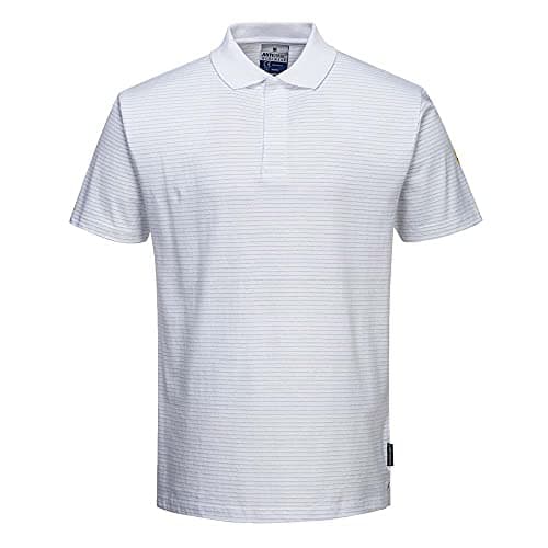 Image of Portwest Anti-Static ESD Polo Shirt, Size: XXXL, Colour: White, AS21WHRXXXL