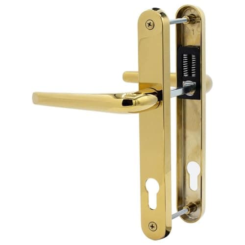 Image of SHIELD HARDWARE uPVC Door Handle 92mm PZ Sprung Pair for PVC and Composite Doors Gold 210mm Fixing Centres