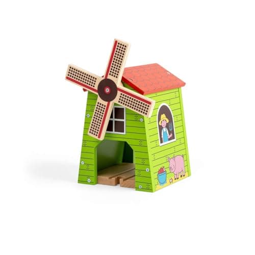 Image of Bigjigs Rail Country Windmill | Tunnel for Kids Wooden Train Set | Toy Railway Accessories | Tunnels for Wood Trains & Track Sets | Toddler Montessori Learning Toys | Gifts for 3+ Year Old Children