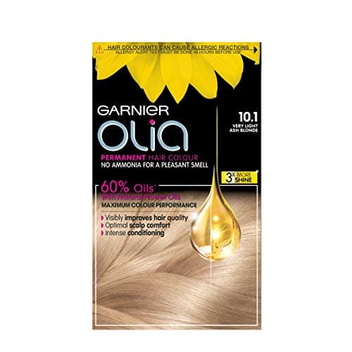 Image of Garnier Olia 10.1 Very Light Ash Blonde, no-ammonia permanent dye. Oil-powered for ultra-luminous, long-lasting results and shine, achieving a beautiful very light ash blonde.