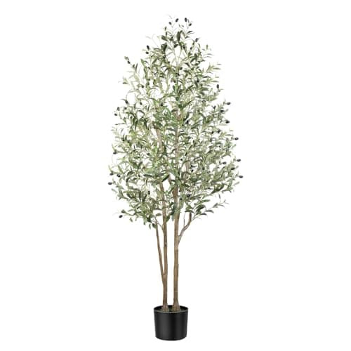 Image of Alupssuc 6FT Artificial Olive Tree, with Lifelike Leaves, Fake Faux Olive Tree Indoor Outdoor for Home Living Room Bedroom Balcony Corner Office Garden Decor, 180cm