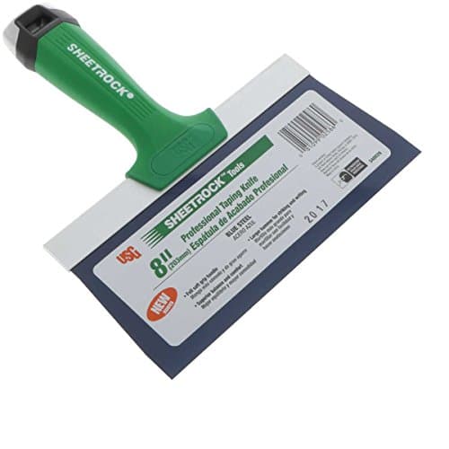 Image of USG Sheetrock Pro Drywall Taping Knife, Blue Steel w/Soft Grip Handle & Hammer End (8-Inch Blade)