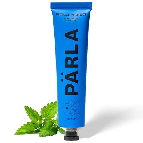 Image of PÄRLA Enamel Protect Whitening Toothpaste - Fluoride 1450ppm for Teeth Sensitivity & Enamel Strength - Vegan, SLS-Free, Plastic-Free Aluminium Tube - Oral Care for Adults & Kids - Fresh Mint, 75ml
