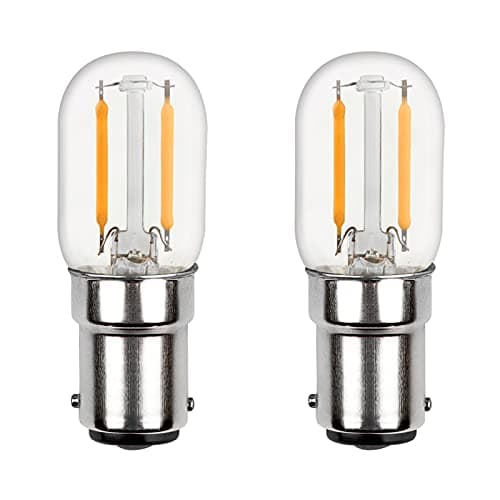 Image of Akynite Sewing Machine Bulb B15 2W LED Cool White 6000K, AC 220-240V, Small Bayonet Cap Bulbs Replacement for 15W B15d, 2 Contact SBC COB LED Pygmy Bulbs for Sewcraft Appliance Lamp, Pack of 2