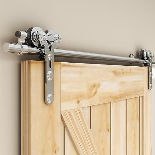 Image of 6FT/182cm Stainless Steel Sliding Barn Single Door Hardware Closet Track Kit for Wood Door