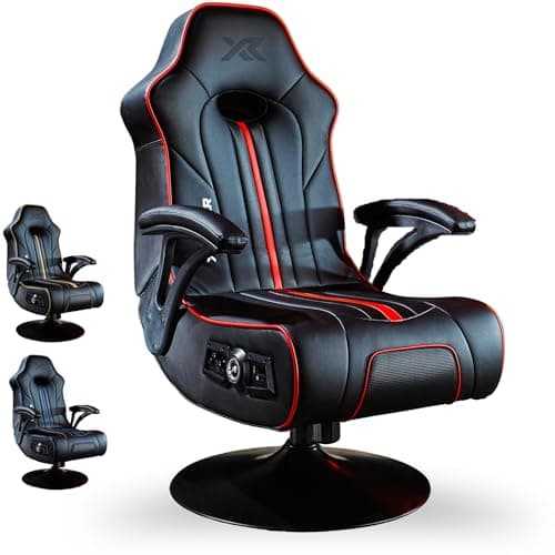 Image of X-Rocker Torque Console Gaming Chair, 2.1 Stereo Audio Gaming Seat - Bluetooth Connectivity, Reactive Vibration, Foldable Base, Wipe-Clean Faux Leather for Teens & Adults - Black & Red