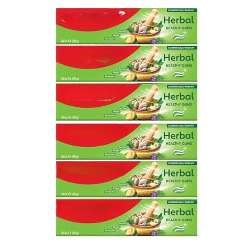 Image of Herbal Toothpaste 100ml Pack of 6 | Natural Herbal Toothpaste with Mint, Neem & Eucalyptus | Fresh Breath, Strong Teeth & Gum Care | Value Bulk Pack