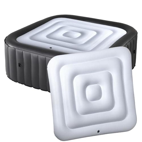 Image of Energy Saving Spa Cover Inflatable Hot Tub Cover Lid Protective Rain Overflow Heat Insulator Technology Square Bladder Fits All 6 Person 160cm (165CM)