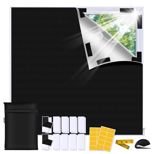 Image of Bemece Portable 100% Blackout Blind, No Drill Blinds Blackout for Windows Fits Any Size Shape, for Bedroom, Nursery, Loft, RV, with Strong adhesive and Velcro-300 * 145