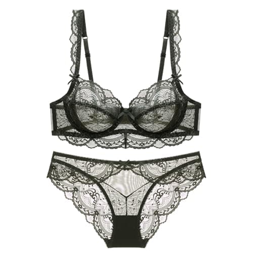 Image of MOONBADI Bra Tops for Women Green Bralette Lace Padded Bra Set Underwire Push Up Bralette Bandeau Top Lace Everyday Bra Bra Tops for Women 32D