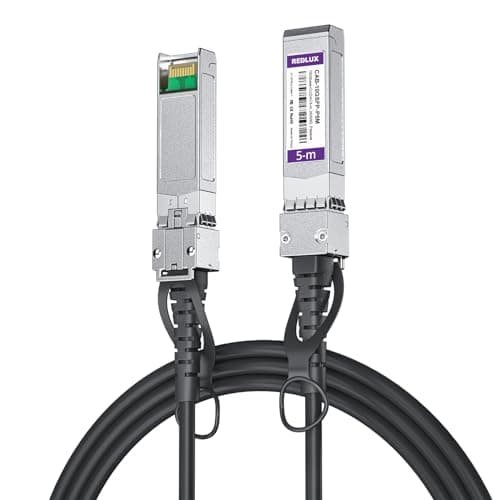 Image of REDLUX 10G SFP+ DAC Cable 5-m/16.40-ft, Direct Attach Copper Twinax Cable, Compatible with Cisco, Ubiquiti UniFi, Meraki, Mikrotik, Fortinet, Netgear, TP-Link, D-Link, Broadcom, Linksys etc.