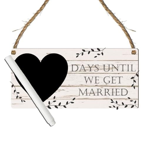 Image of Countdown Chalkboard Wedding Plaque: Engagement Gift for the Fiance, Mr. & Mrs. Bride-To-Be - Days Until We Get Married Sign (Small: 19 cm (H) × 9 cm (W))
