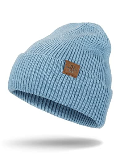 Image of Wmcaps Knit Beanie for Men, Stretchy Soft Warm Daily Cuffed Winter Hats, Unisex Comfortable Wooly Beanie Gifts for Men/Him/Dad, Blue