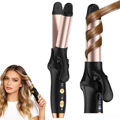 Image of Cordless Hair Styler,2in1 Cordless Hair Curler and Straightener,3-Temperature Adjustable Portable Travel Curling Tongs,Curling Iron with Ceramic Glaze Coating,USB Rechargeable,for All Hair Types