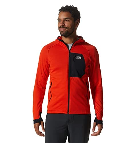 Image of Mountain Hardwear Men's Polartec Power Grid Full Zip Hoody Fleece Jacket, State Orange, XXL