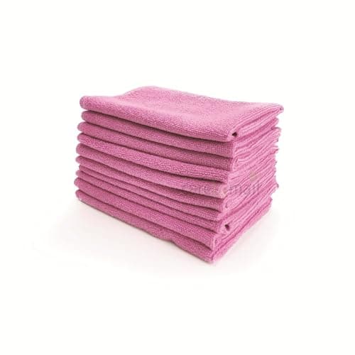 Image of carebymail Microfibre Cleaning Cloth, Pack of 10, Large Size: 40x40cm | Soft Premium Heavy Weight Washable Cloth Duster for Kitchen, Home, Bathrooms, Surfaces, Mirrors, Car, Motorbike (Pink)