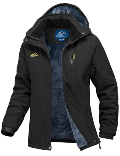 Image of donhobo Women's Winter Waterproof Hiking Jackets,Women Snow Skiing Jackets,Ladies Outdoor Fleece Walking Jacket Coat Black S
