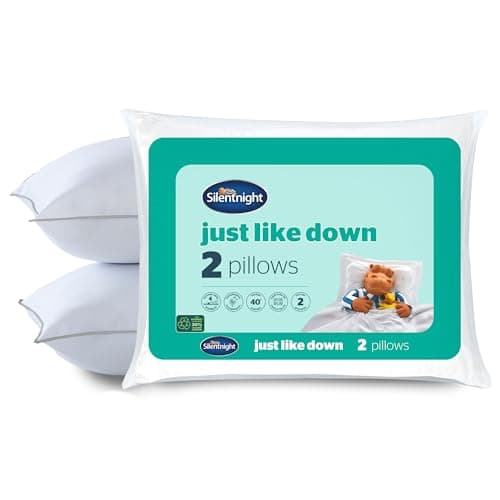 Image of Silentnight Luxury Just Like Down Pillow Pack of 2 - Pair of Hotel Bed Pillows with Soft Medium Support and Luxurious Stitching - Machine Washable and Hypoallergenic 2 Count (Pack of 1)
