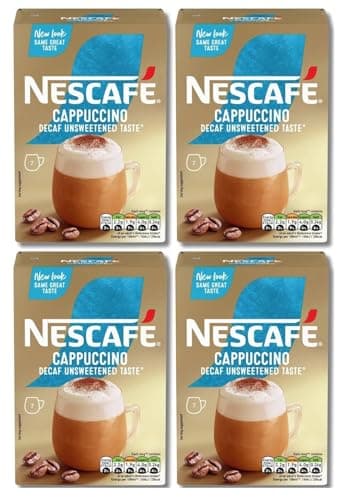Image of NESCAFÉ Decaf Cappuccino Unsweetened Taste Instant Coffee Sachets (Pack of 4, Total 28 Sachets)