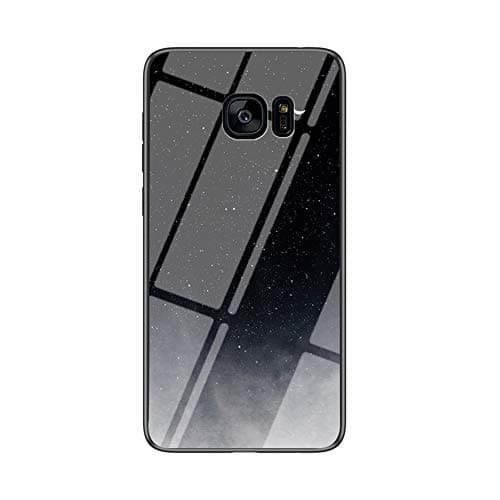 Image of MadBee Case for Samsung Galaxy S7 [with Screen Protector],9H Tempered Glass Back Cover [Starry Sky] + Soft TPU Silicone Bumper [Shock Absorption] Fully Protective Case (Black Starry Sky)