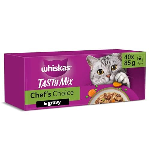Image of whiskas Tasty Mix 1+Chef´s Choice in Gravy 40x85g Pouches, Adult Cat Food