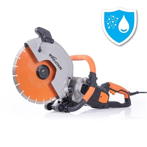 Image of Evolution Power Tools R300DCT+ Disc Cutter, Concrete Saw, Cut Off Saw, For Cutting Concrete, Stone, Brick, Roof Tile & More - 2400W Motor, No Gas, 115mm Cut, Incl Premium Diamond Blade, 230V, 300mm