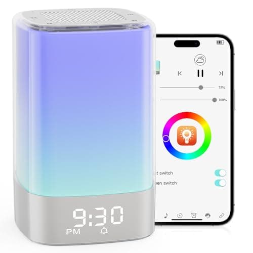 Image of Alarm Clocks Bedside, White Noise Machine with 32 Sounds, Alarm Clock with Wake-Up Light, Bluetooth Speaker, Night Light Kids, App Control, Bedside Lamp Birthday Gifts for Women, Teenage Girls, Boys