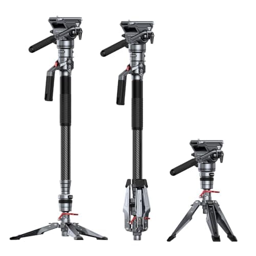 Image of SMALLRIG 175cm / 68.9" Carbon Fiber Video Monopod for Camera, Compact Camera Monopod with One-Button Lift & Lock, Max. 5kg Playload Fluid Head Fits for DJI RS and for MFT 501L - 5565