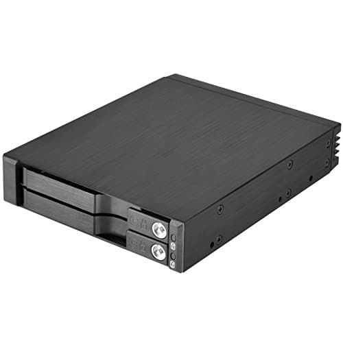 Image of SilverStone SST-FS202B - Aluminium Trayless Hot Swap Mobile Rack Backplane / Internal Hard Drive Enclosure for 2x 2.5 Inch SAS/SATA HDD or SSD, fit in any 3.5 Inch Drive Bay, with Lock, black
