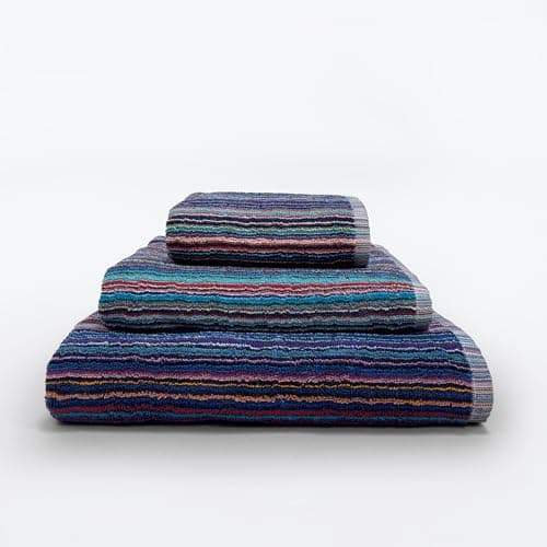 Image of Odyssey 100% Recycled Cotton Towel Sets - Multi Coloured Remnant Yarn Stripe, Absorbent, Quick Dry, Lightweight 400GSM (1 x Hand Towel, 1 x Bath Towel, 1 x Bath Sheet)