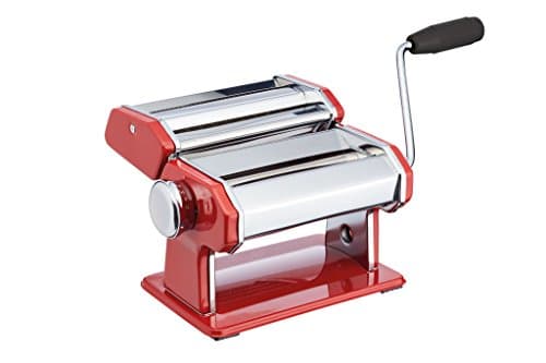 Image of KitchenCraft World of Flavours Stainless Steel Pasta Maker Machine - Red