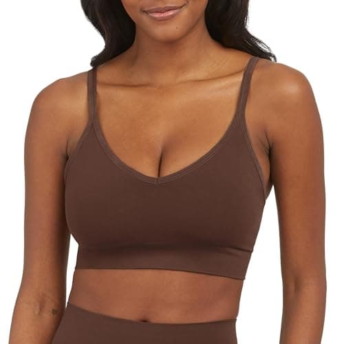 Image of Spanx SPANXsmooth EcoCare Seamless Shaping Longline Bralette - Comfortable Everyday Bralette - Women's Bra with No Underwire - Chestnut Brown - Medium