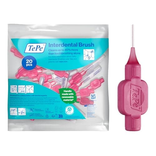 Image of TePe Interdental Brush, Original, Pink, 0.4mm/ISO 0, 20pcs, Plaque Removal, efficient Clean Between the Teeth, Tooth Floss, for Narrow Gaps