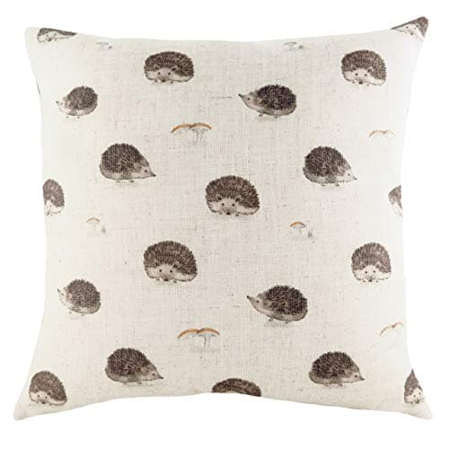 Image of Evans Lichfield Oakwood Hedgehogs Repeat Polyester Filled Cushion, Multi, 43 x 43 cm