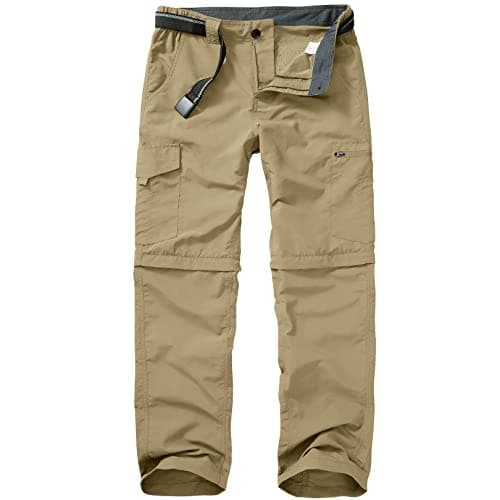 Image of mosingle Walking Hiking Trousers Mens, Safari Zip Off Lightweight Quick Dry Convertible Travel Fishing Cargo Breathable Outdoor Pants Khaki