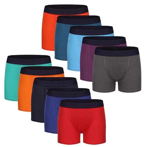 Image of Boys Boxer Shorts 10 Pack Cotton Blend Boy's Boxers Underwear with 4-Way Stretch, Breathable Soft Fabric, Double Front Panel & Elastic Waistband (UK, Age, 10 Years, 11 Years, Regular, Bright)