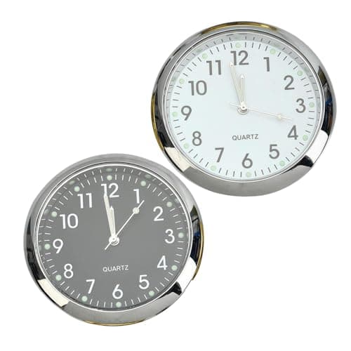 Image of 2Pcs Universal Stick on Car Dashboard Clock,Stick-o n Clocks with Luminous Night Light,Car Dashboard Accessories,Mini Luminous Quartz Dashboard Clock,at Home or in the Office(White+Black)