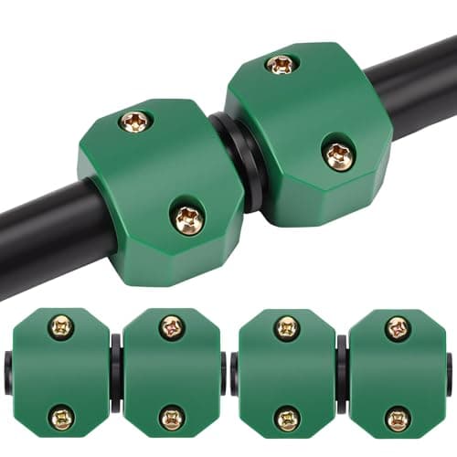 Image of Pangda 2 Pack Garden Hose Mender Repair Kit, Fits 3/8" or 1/2" Garden Hoses (9.5mm / 12.5mm), Rust-free Poly Hose Connector with Clamp