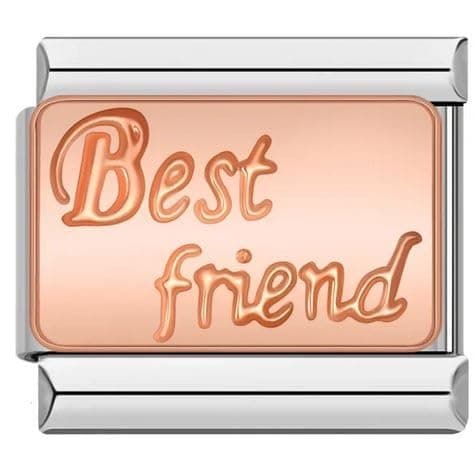 Image of Mon & Sons Rose Gold Family Mum Dad Daughter Grandad Grandma Sister Brother Son Best Friend Cousin Queen Dog Cat Paw 9mm Italian Charm Compatible With Modular Bracelet (Best Friend)